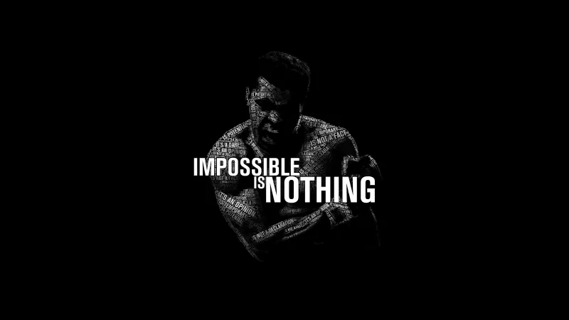 Muhammad Ali quotes, Nothing is Impossible, Black background, 8K