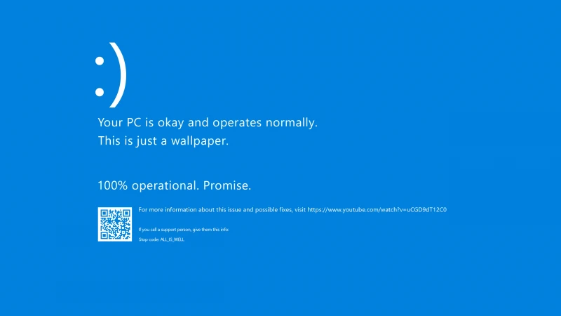 Blue screen joke wallpaper, Your PC is okay, Windows