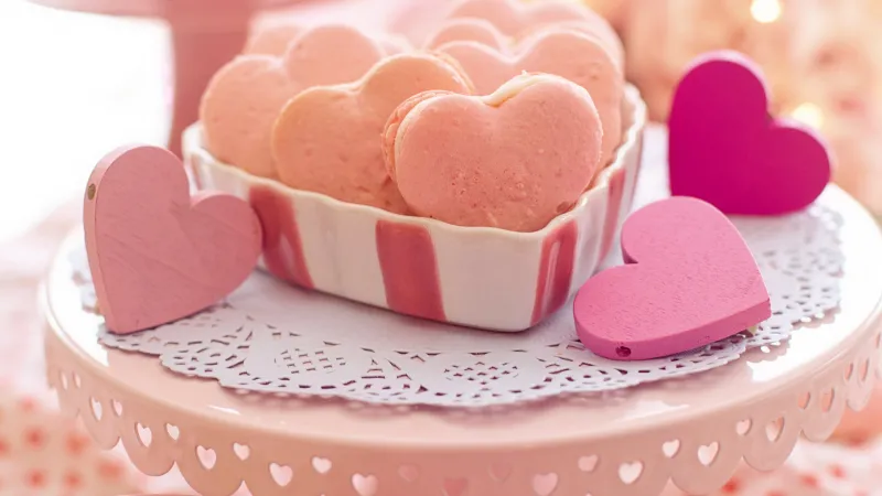 Love hearts, Pink hearts, Cookies, Bokeh
