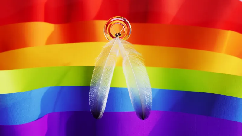 Ribbons, Rainbow, LGBTQ, Pride, Feathers, Colorful background