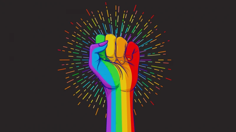 LGBTQ, Fist, Rainbow colors, Dark background