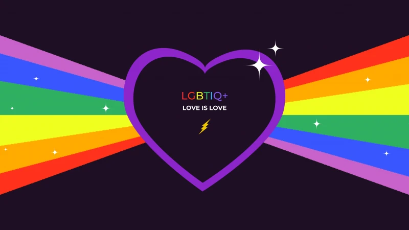 Love Is Love, LGBTQ, Rainbow, Love heart, Purple Heart, 5K