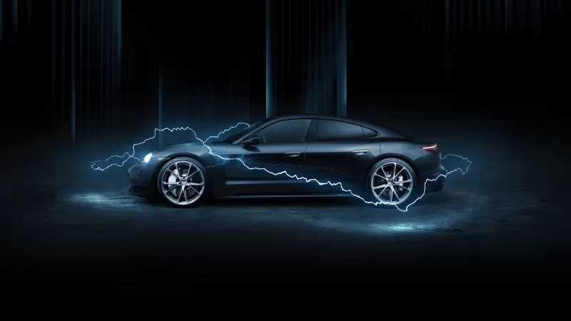 Porsche Taycan Turbo, TechArt, 2020, Dark background, AMOLED