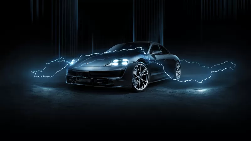 Porsche Taycan Turbo, TechArt, 2020, Dark background