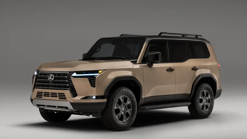 Lexus GX 550 Overtrail wallpaper, Tan off-road SUV, Grey studio, 2024