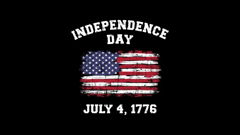 4th of July 1776 4K wallpaper, American flag, Black background