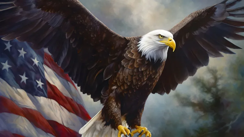 USA Flag Bald eagle 4K wallpaper