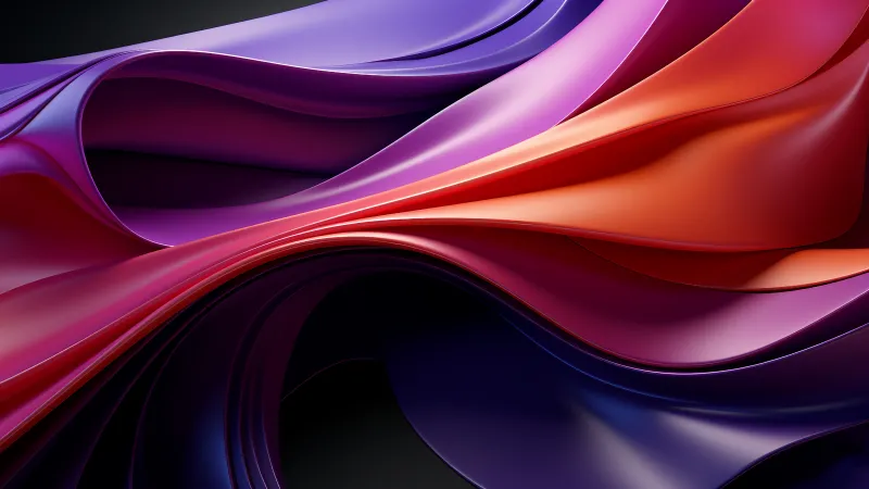 Abstract glass waves, Purple and red, 3D, 8K wallpaper
