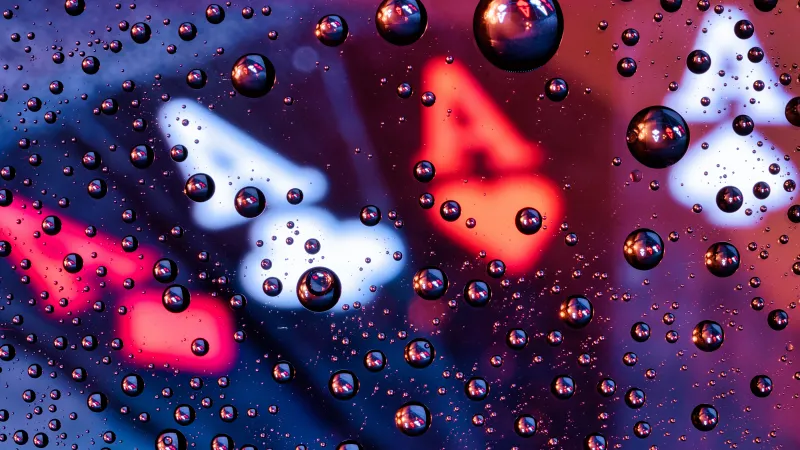 Water droplets, Glass, Macro, 5K background