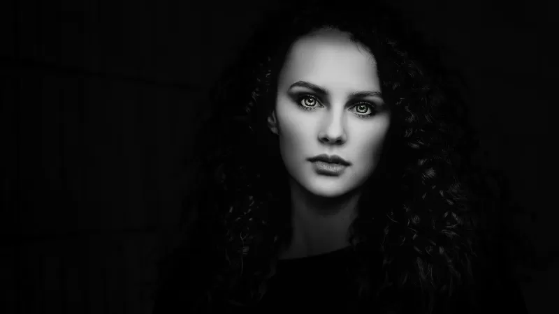 Woman, Beautiful, Portrait, Black background, Fair