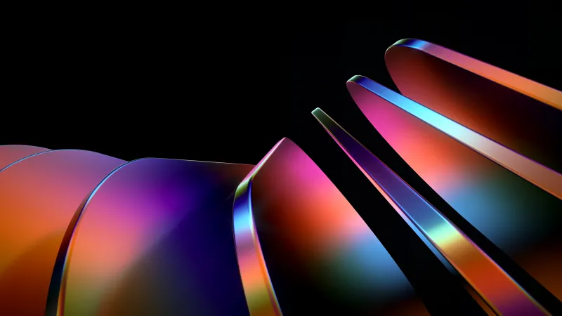 Rainbow 3D rings wallpaper, Glossy, Black background