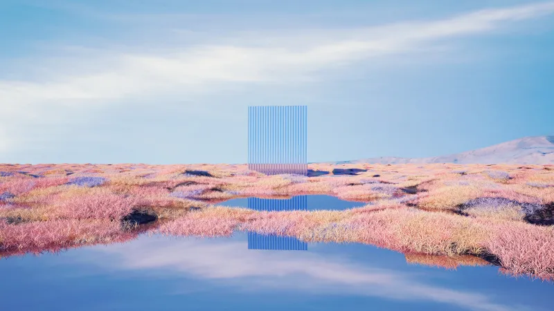 Mysterious, Landscape, Glass, Geometric, Reflection, Body of Water, Surreal, 5K