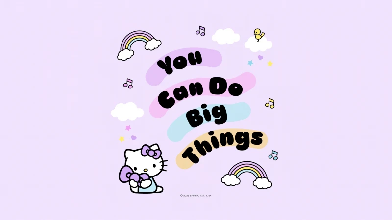You Can Do It, Hello Kitty, Motivational quotes, Pastel purple