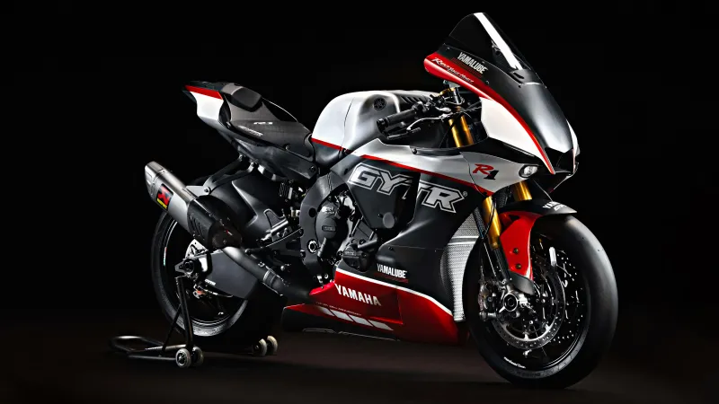 Yamaha R1 GYTR PRO 25th Anniversary, Race bike, Black background, 2023, 8K wallpaper