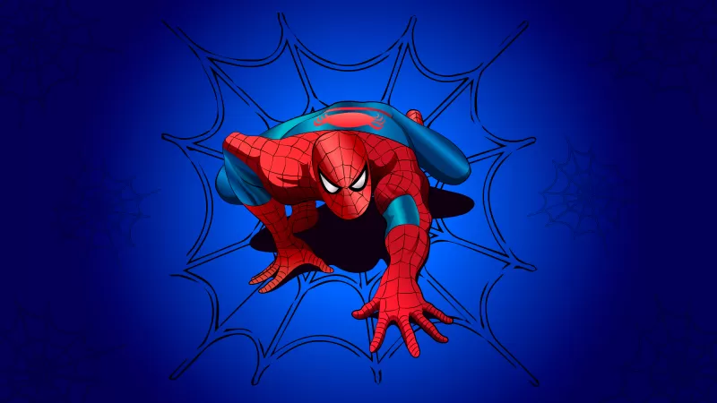 Spider-Man, Blue background, Marvel Superheroes