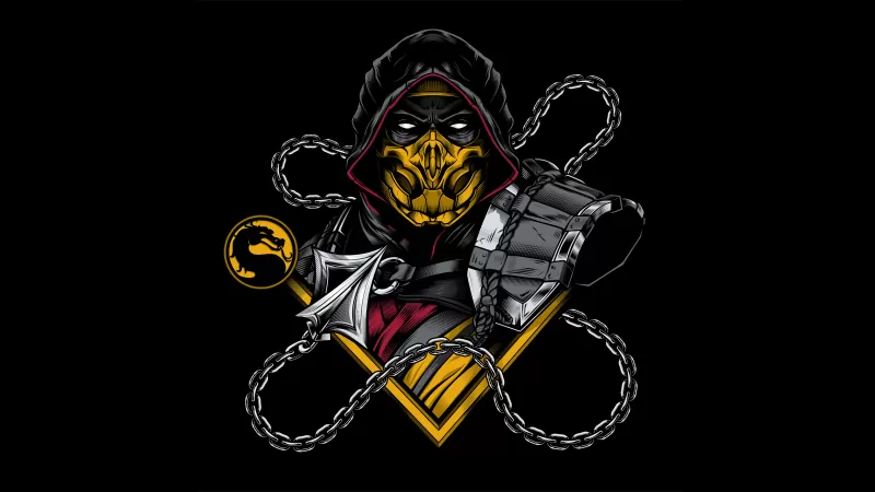 Scorpion, Mortal Kombat, Artwork, Black background