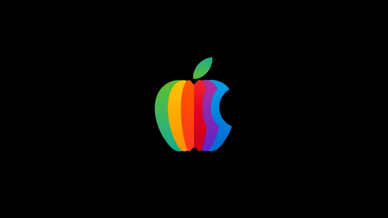 Rainbow, Apple logo, AMOLED, Colorful, Black background