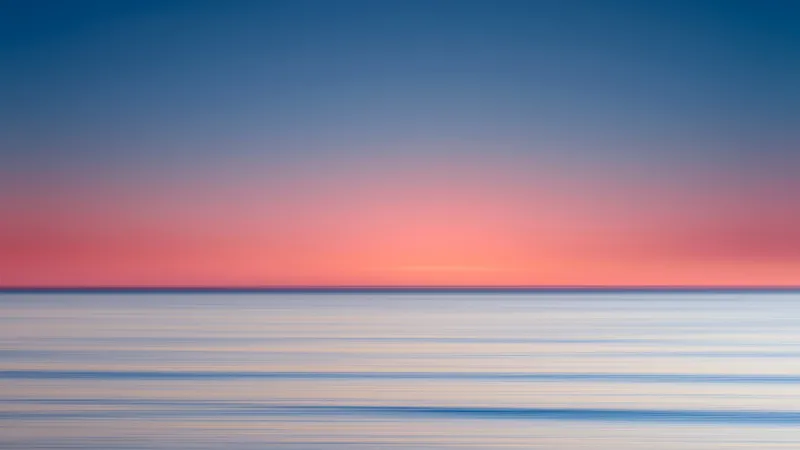 Long exposure sea, Pink horizon, Calm ocean, 5K wallpaper