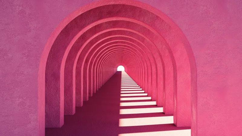 Pink aesthetic Arches, Tunnel, 5K