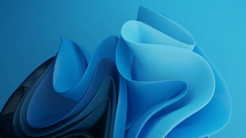 Windows 11 Bloom wallpaper, Blue abstract, 3D flower