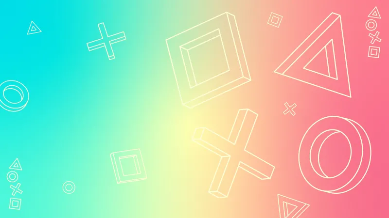PlayStation symbols, Gradient background, Pastel colors, 4K wallpaper