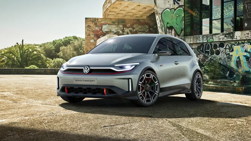 Volkswagen ID. GTI Concept, Silver electric hot hatch, Graffiti, 2023, 8K wallpaper