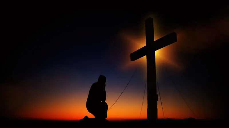 Jesus Cross 4K wallpaper, Silhouette