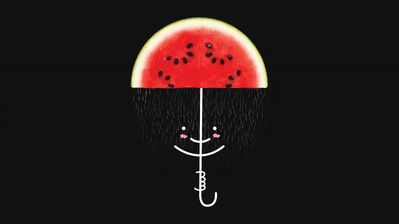 Watermelon Kawaii, HD wallpaper, Dark background
