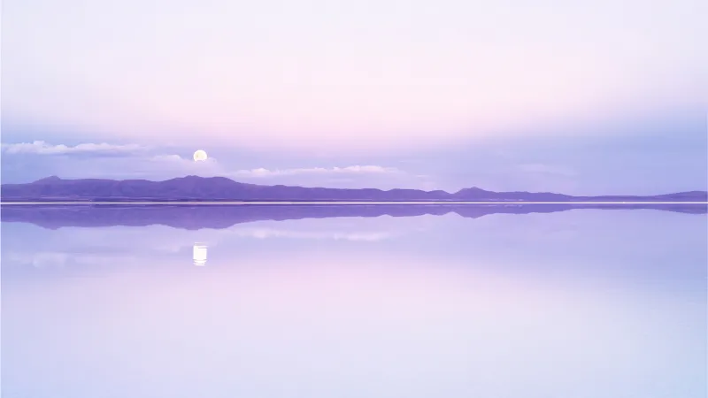 Full moon, Purple Lake, Calm, Reflection