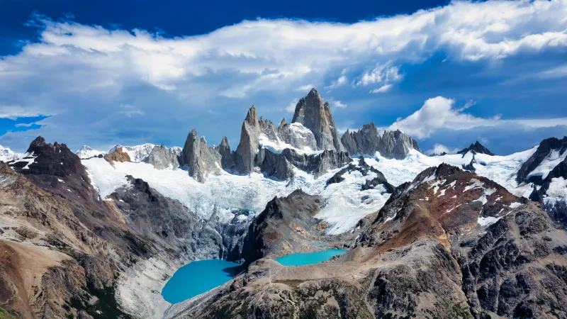 Mount Fitz Roy, Glacial lakes, Patagonia, 5K wallpaper