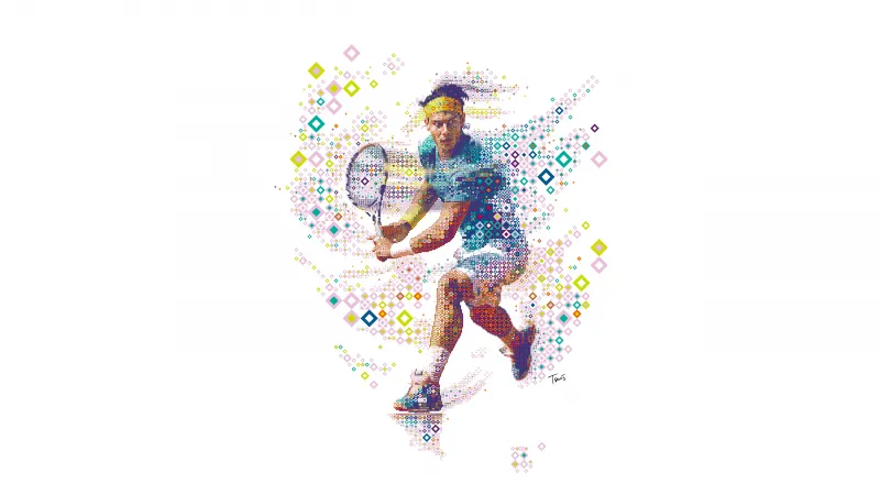 Rafael Nadal, Tennis player, Spanish, Digital Art, Mosaic, 5K, White background