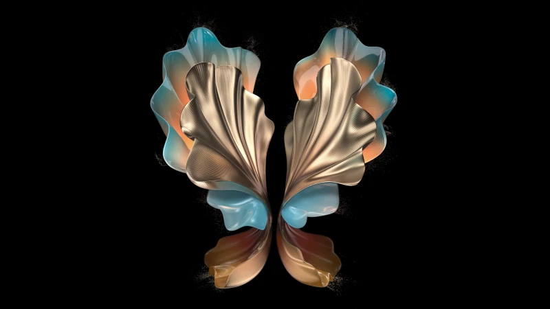Angel wings, Abstract art, AMOLED, Black background, Samsung Stock