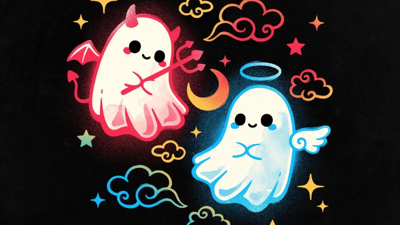 Cute Halloween Ghosts, 4k background