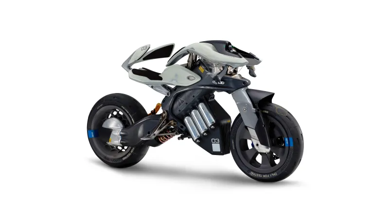 Yamaha MOTOROiD wallpaper, Self-balancing concept bike, White background, Futuristic
