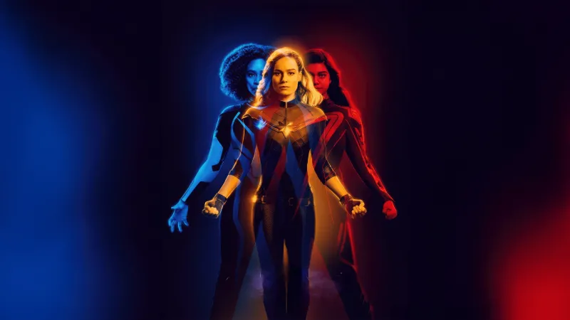 The Marvels, Aesthetic, Marvel Cinematic Universe, 2023 Movies, Captain Marvel, Ms. Marvel, Monica Rambeau, 5K