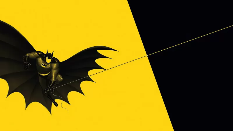 Batman, Minimal art, Yellow background, Black, DC Superheroes