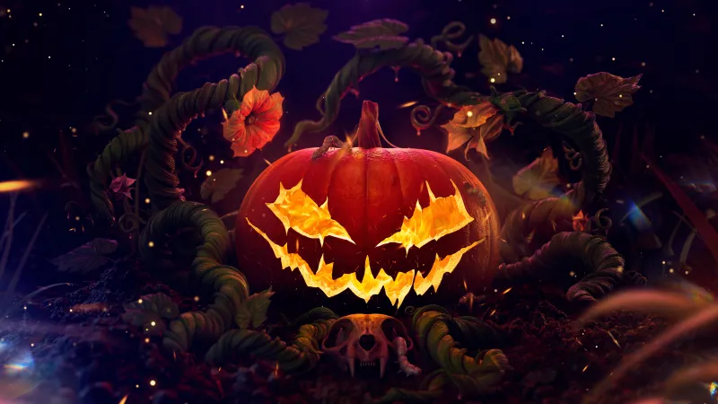 Halloween Pumpkin, Surreal, Scary, 5K, 8K, Digital Art, Evil laugh