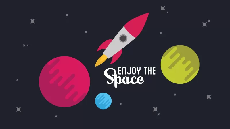 Enjoy the Space wallpaper, Rocket illustration, Flat planets