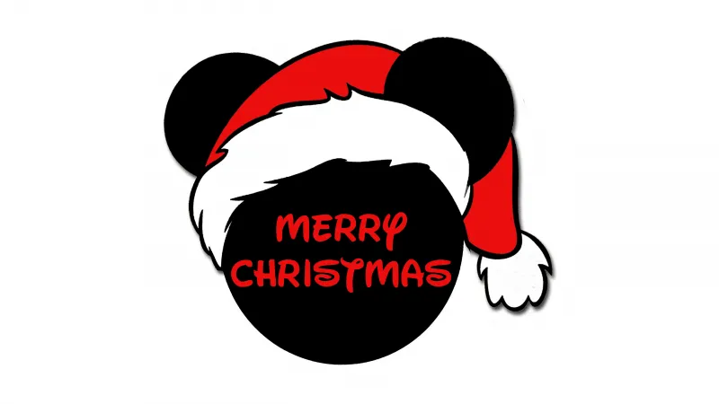 Disney Merry Christmas, Santa hat, 5K background