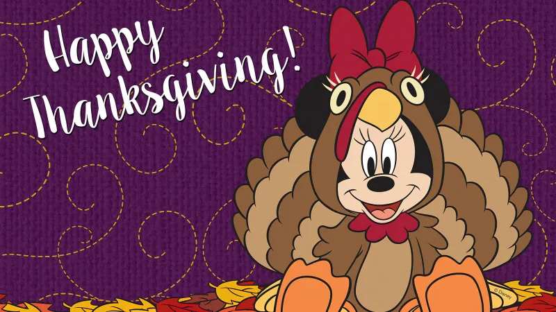 Minnie Mouse Turkey, Happy Thanksgiving 4K wallpaper, Disney