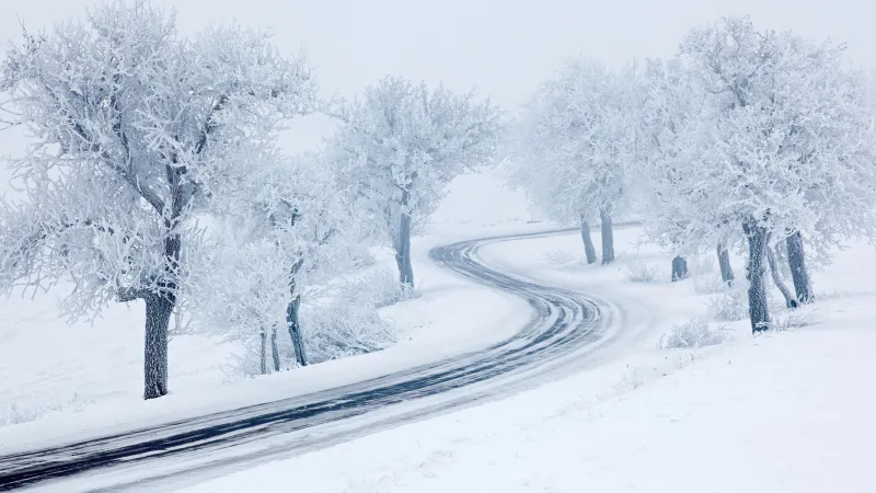 Winter road, Snow covered