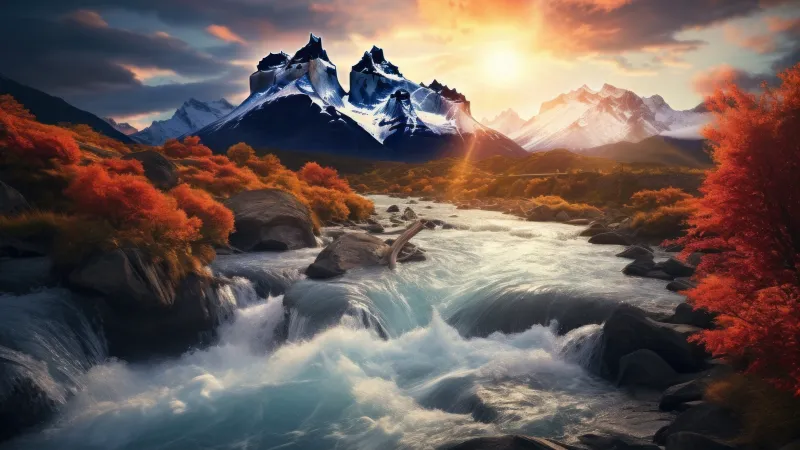 Patagonia, Autumn, Mount Fitz Roy, Landscape, Mountain Peak, Argentina, 5K, 8K wallpaper