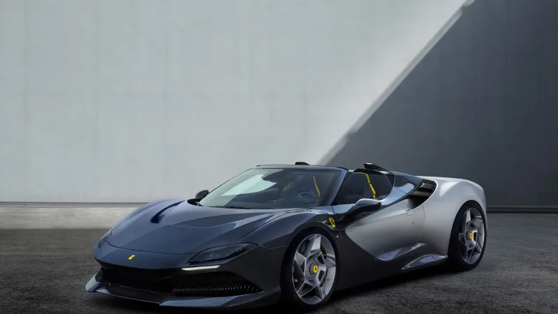 Ferrari SP-8 wallpaper, One-off roadster, F8 Spider based, Blue and grey