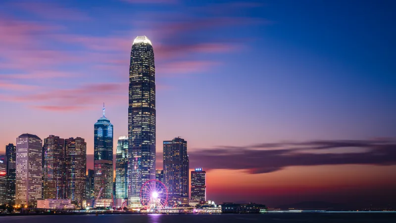 Hong Kong skyline, IFC tower, Victoria Harbour, 5K wallpaper