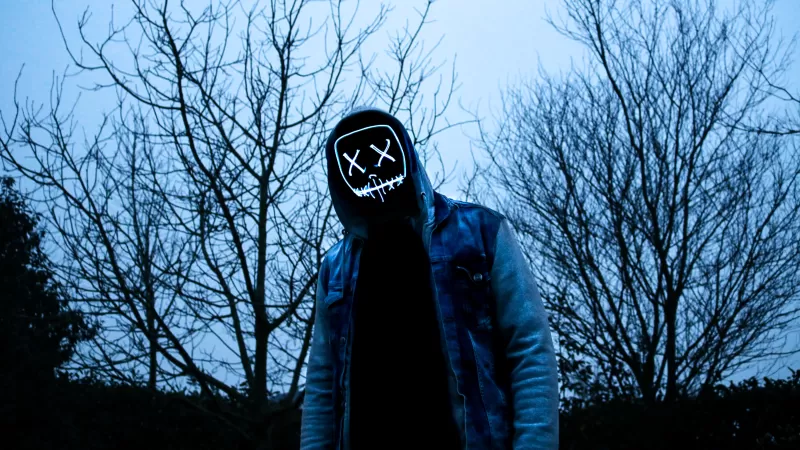 Man, LED mask, Dope, Evening, Anonymous, Hoodie, 5K