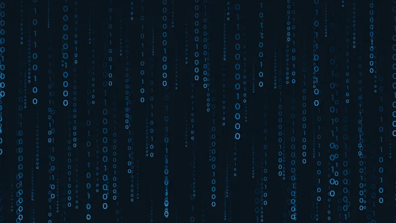 Blue Binary Code Falling, 8K wallpaper, Bits