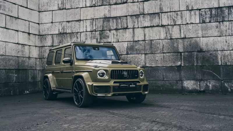 Brabus 700 Widestar, Mercedes-AMG G 63, Olive green, Concrete wall wallpaper