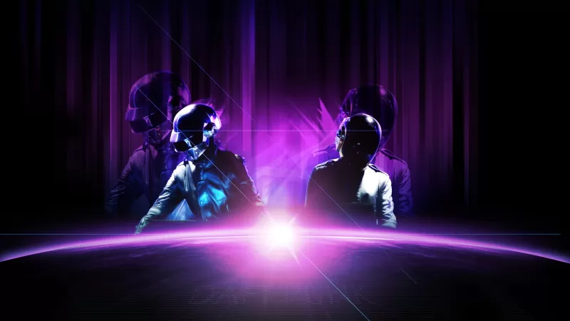 Daft Punk, Live concert, Electronic music duo, Purple, Neon