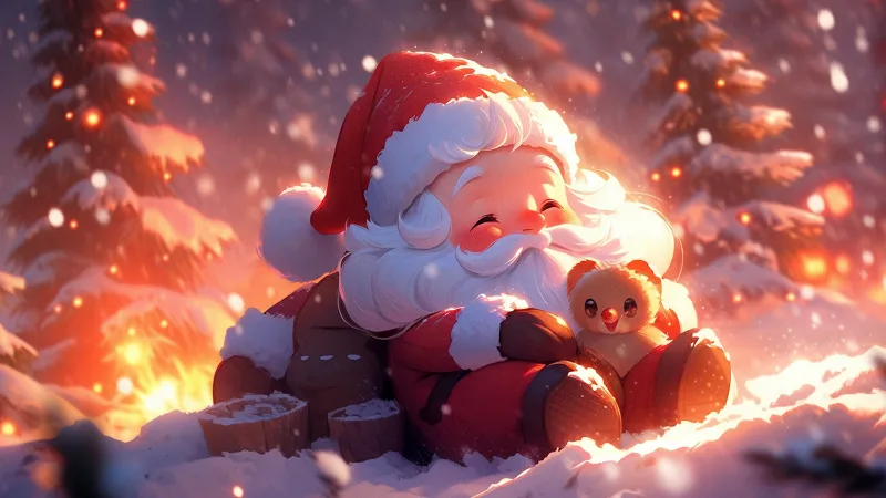 Adorable Santa Claus, Cute art, AI art, Aesthetic Christmas