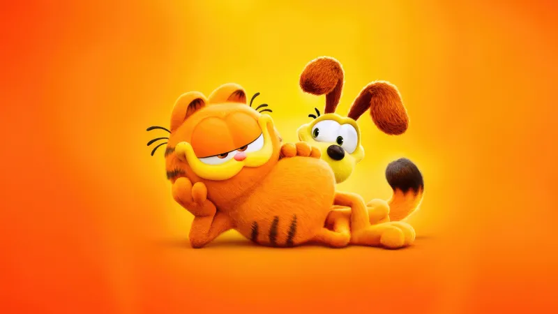 The Garfield Movie, Odie, 5K, Animation movies, 2024 Movies, Yellow background